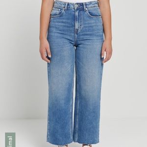 Frank & Oak Nina Wide Leg High Waisted Ankle Length Denim Jeans